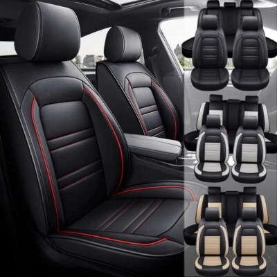 Juego completo de funda de asiento de coche de 5 asientos de cuero para Toyota protectores delanteros traseros cojín Foto 1 de 4