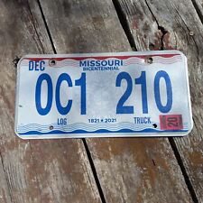 2020 Missouri LOG TRUCK License Plate - "OC1 210" DEC 20 sticker BICENTENNIAL
