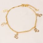 9K 9ct Yellow Gold Plated Butterfly ANKLE CHAIN Bell ANKLET ,11? Adjustable 778