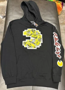 Pac-Man Graphic Retro Game Pullover Hoodie Black Size Small - Picture 1 of 7