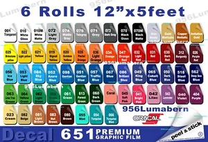 6 rolls 12" Adhesive Backed Vinyl for Craft Die & Sign Cutters, Outdoor Quality - Picture 1 of 1