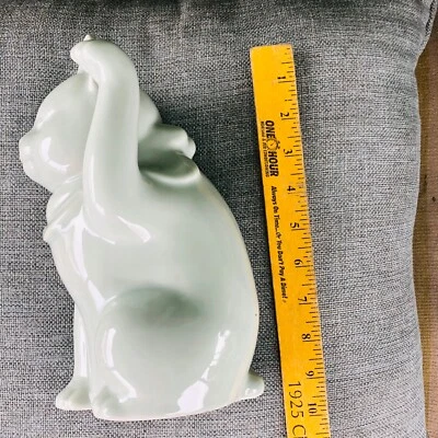 ЯПОНСКИЙ СТАРИННЫЙ ЛЕВЫЙ МАНЯЩИЙ СЕЛАДОН ГЛАЗУРЬ СКУЛЬПТУРА КОШКИ ОКИМОНО 9» СТАТУЯ - Изображение 1 из 4