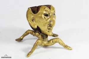 Victorian Novelty Brass & Coquilla / Coconut Goblin Figure Vesta F.W & Co 1880's - Picture 1 of 7