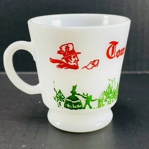 Hazel Atlas Vintage Red Green Milk Glass Tom and Jerry Carriage Mug Cup 1960s - Picture 1 of 10