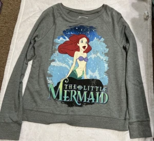 Disney Gray pullover long sleeve The Little Mermaid sweater Women's L Large - Picture 1 of 4