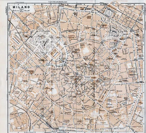 Milano 1931 picc piantina di città orig. Foro Bonaparte Duomo Quadronno Bastione - Imagen 1 de 2