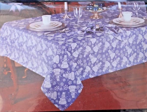 Cotton Snowman Tablecloth & 4 Napkin Set (52" X 70") Oblong by Windham Weavers - Picture 1 of 5