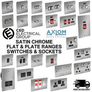 CED Satin Chrom Schalter & Steckdosen - Axiom Elektrische Sicherung USB Herd Flatplate - Bild 1 von 44