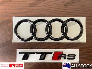 Audi TTRS Gloss Black Rear Set Boot Trunk Emblem Badge for Audi TT TTS AUS STOCK - Foto 1 di 3