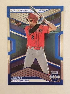 COLE CARRIGG 2023 Elite Extra Edition ASPIRATIONS BLUE #'d 34/349 Rockies - Picture 1 of 1
