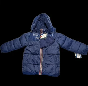 Ixtreme Boys Navy Blue Color Blocked Puffer Jacket with Fleece Hat Set Size 5/6 - Picture 1 of 11