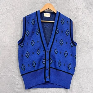 Vintage Pendleton Women Wool Vest Small Blue Aztec Geometric 90s - Picture 1 of 6