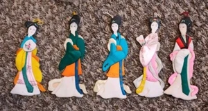 Vintage Chinese Silk Ornaments, Set Of 5, Nice! - Picture 1 of 7