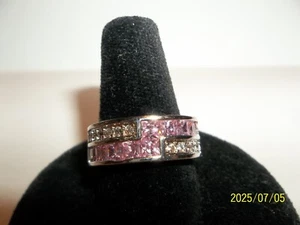 925 s.s. Pink quartz ring sz 7 wt 4.7grams - Picture 1 of 3