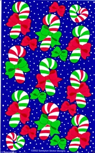 Sandylion CHRISTMAS Candycanes Scrapbooking Maxi Stickers A2 Out of Print Design - Picture 1 of 1
