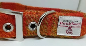 Hundehalsband - orange kariert HARRIS TWEED passende Leinen verschiedene Größen KOSTENLOSER VERSAND - Bild 1 von 5