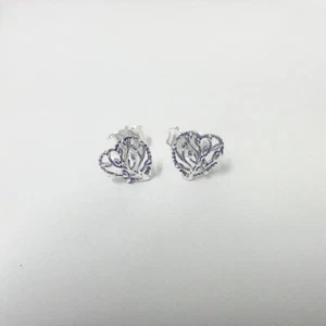 925 ALE Silver Charm Earrings Hallmarked Family Tree Heart Stud Pandora - Picture 1 of 4