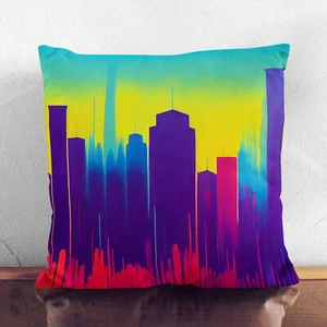 Plump Cushion Splashed Skyscraper Skyline Vol.2 Abstract Scatter Throw Pillow - Picture 1 of 3