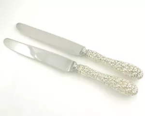 Vintage Stieff Sterling Silver Rose Repousse Lot of 2 French Knife 8 7/8" - Picture 1 of 4
