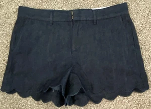 NWT LOFT SZ. 4 (CHECK MY MEASUREMENTS) DARK BLUE SCALLOP SHORTS - Picture 1 of 4