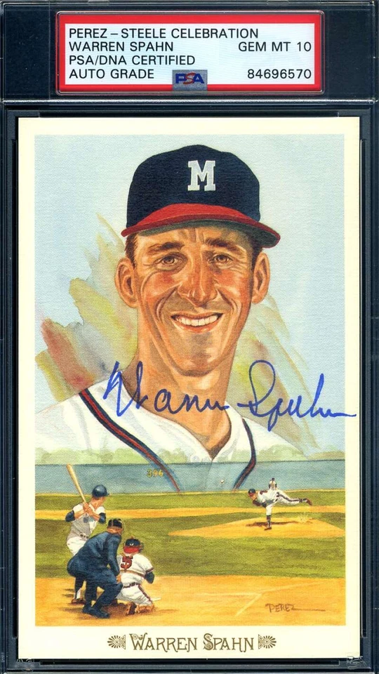 Warren Spahn Gem Mint 10 PSA DNA Signed Perez Steele Celebration Autograph - Image 1 of 1