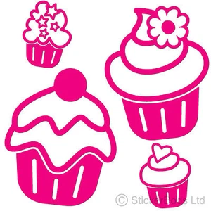 22 CUPCAKE STICKERS / DECALS for Car | Wall | Home - 24 COLOURS - Picture 1 of 1