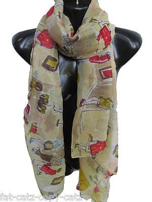 FAT-CATZ-COPY-CATZ VISCOSE CHATTING PEOPLE FASHIONISTA DAMEN SCHAL TUCH SARONG 180cmx100cm UKSELL