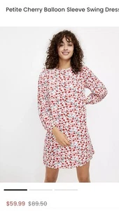 Loft Cherry Balloon Sleeve Swing Dress Size XL EMC - Bild 1 von 7