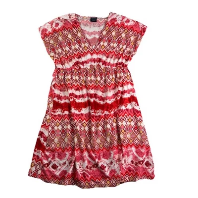 Vestido Babydoll de Verano Faded Glory Para Mujer Pequeño 4-6 Multicolor Geométrico Elastizado Foto 1 de 4