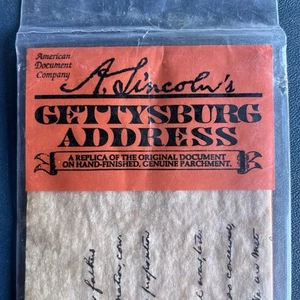 Gettysburg Indirizzo Replica American Document Company Lincoln Pergamena Vintage 1995 - Foto 1 di 6