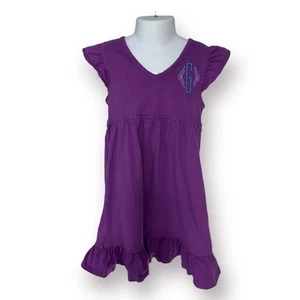 Girls 6/6X Short Sleeve Purple Ruffle Sundress Embroidered Blue Initial G - Picture 1 of 2