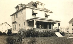 Two Story House Front Porch Mystery Location RPPC Real Photo Postcard - Picture 1 of 2