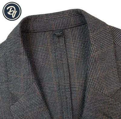 Как новый! Блейзер шерстяной/хлопковый 44 R J Crew Ludlow тонкий серый двубортный Glen в клетку - Изображение 1 из 4