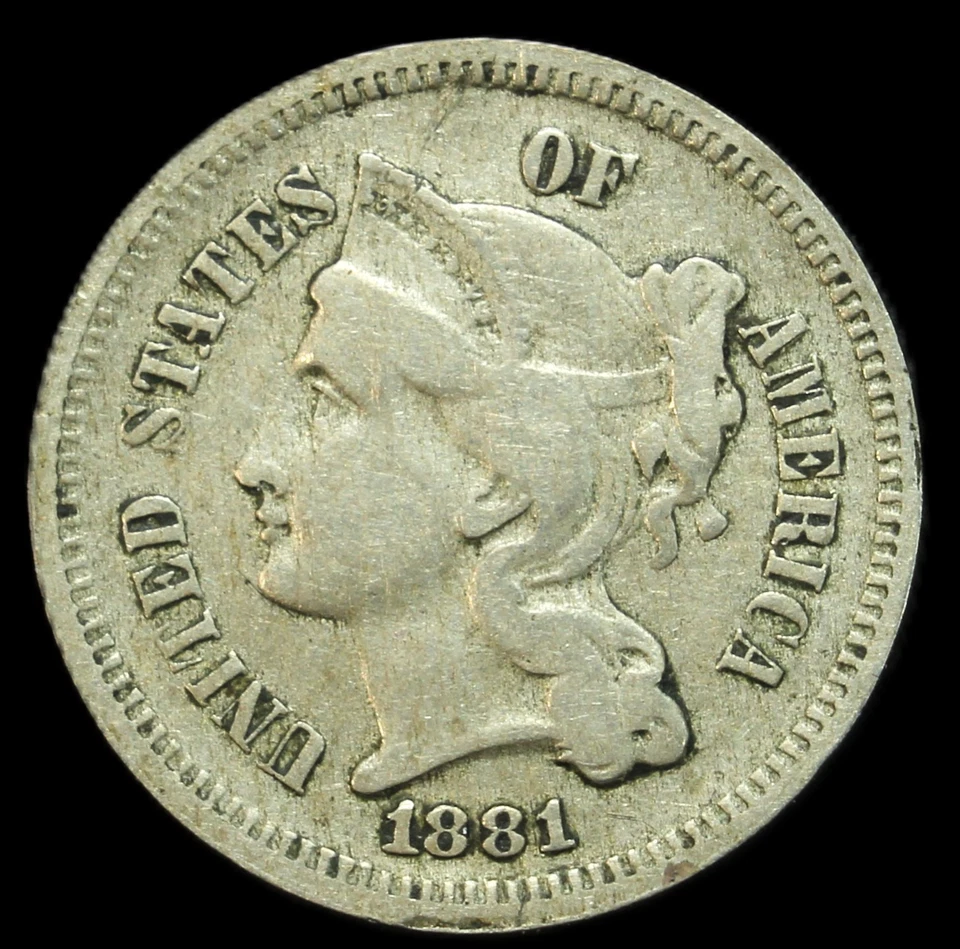 1881 3 cent nickel- Choice EF- SMH1101 - Image 1 of 3