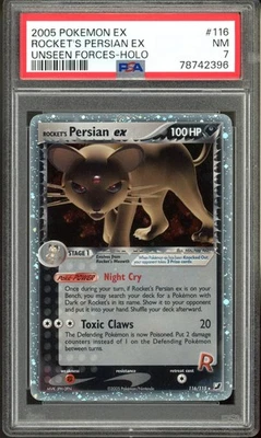 2005 Pokemon Unseen Forces EX Rocket's Persian EX Holo #116 PSA 7 NM - Image 1 of 2