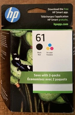 Genuine HP 61 Ink Cartridge Pack of 2 Original Cartridges Black & Tri Color 3/24 - Image 1 of 4