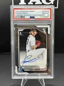 2024 Bowman Draft Hagen Smith Chrome Prospect Auto 1st Bowman White Sox PSA 10 - Picture 1 of 2