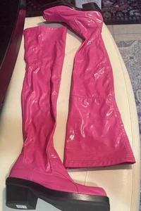 AGL Patent Leather Lug Platform Thigh High Sock Boot Sz 37, US7 - Picture 1 of 16