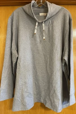 LIZ CLAIBORNE WOMAN 2x Dusty Blue Specks of Silver, High Neck, Sweatshirt, NWT - Image 1 of 4