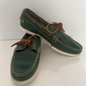 Allen Edmonds Maritime Leather Boat Shoes Loafers Green Men’s Size 9.5D Handsewn - Picture 1 of 12