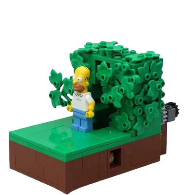MOC Homer Funny Backing Into Bushes Building Blocks Set Display Model Adult Gift - Image 1 of 4
