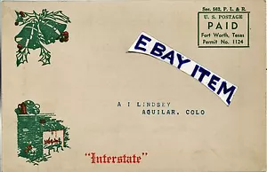 1920 INTERSTATE FEED Fort Worth Texas ADVERTISING POST CARD Sec. 562 P. L. & R. - Picture 1 of 2