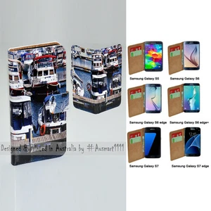 For Samsung Galaxy Series - Sail Boat Theme Print Wallet Mobile Phone Case Cover - Picture 1 of 3