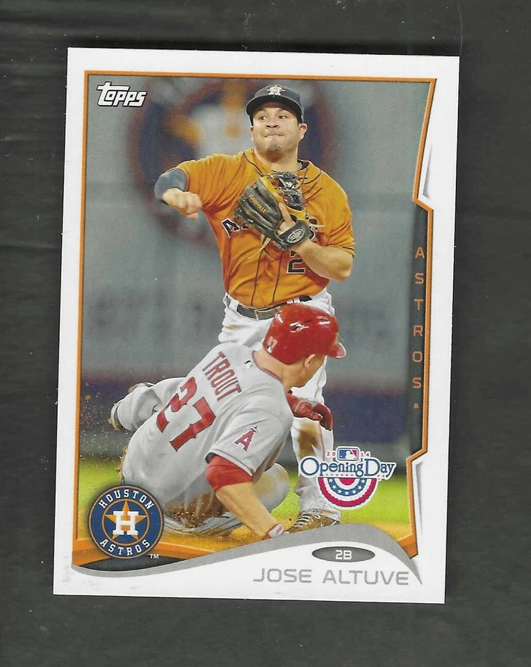 JOSE ALTUVE 2014 TOPPS OPENING DAY #98 (WITH TROUT SLIDING) HOUSTON ASTROS - Image 1 of 1