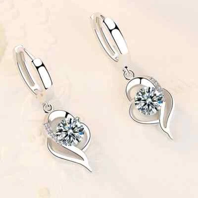 Damen Ohrhänger Ohrringe 925 Silber Zirkonia Tropfen Drop weiß türkis rosa lila - Bild 1 von 2