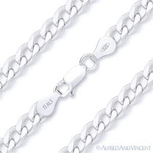 Bracciale Argento Sterling 4,5mm Cubano/Curb Link Catena Italiana Massiccio .925 Italia - Foto 1 di 2