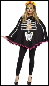 Adult Costume Poncho - Day Of The Dead - Cos-Play - One Size - NEW - SHIPS FREE! - Picture 1 of 5