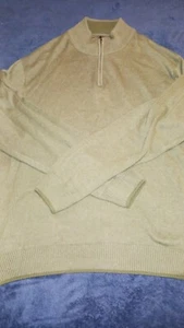 Perry Ellis Sweater Mens XXXL 1/4 Zip Pullover Green Knit Long Sleeve Mock Neck - Picture 1 of 4