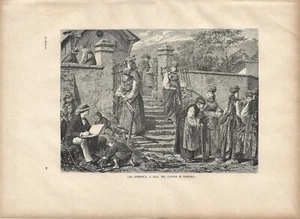 Stampa antica DUDINGEN GUIN donne con abiti tradizionali 1891 Antique print - Imagen 1 de 1