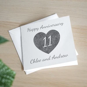 Personalised 11th Anniversary Card Wife Steel Wedding Anniversary Card Husband - Picture 1 of 3